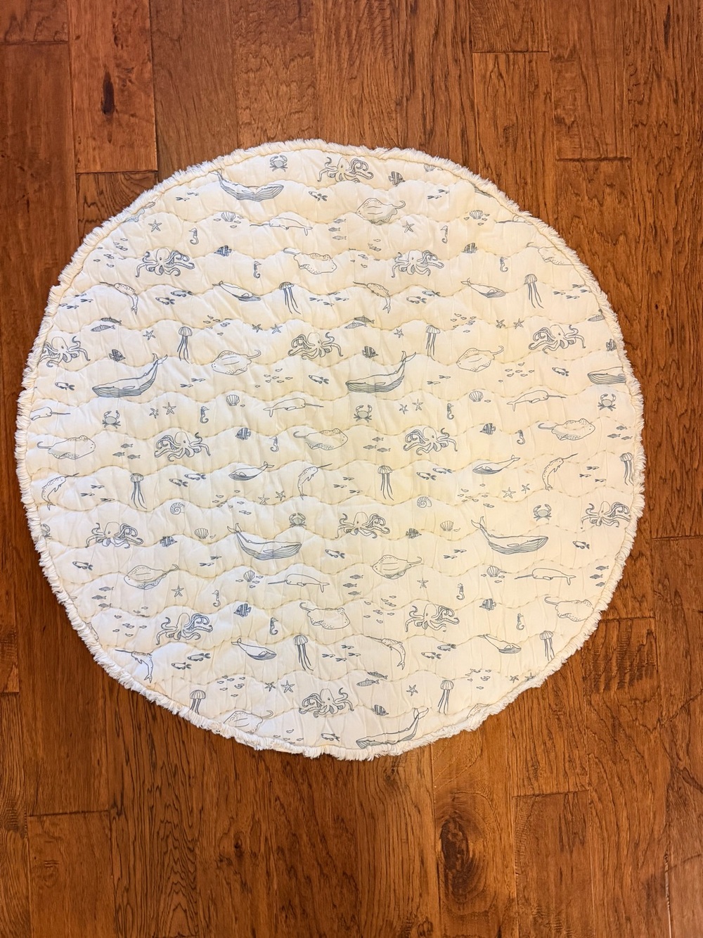 Organic Baby Play Mat - Life Aquatic Quilted Play Mat - Cream & Navy - Picture 6 of 6